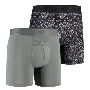 2-Pack: IKON 6" Boxers: Charcoal / Skulls Print