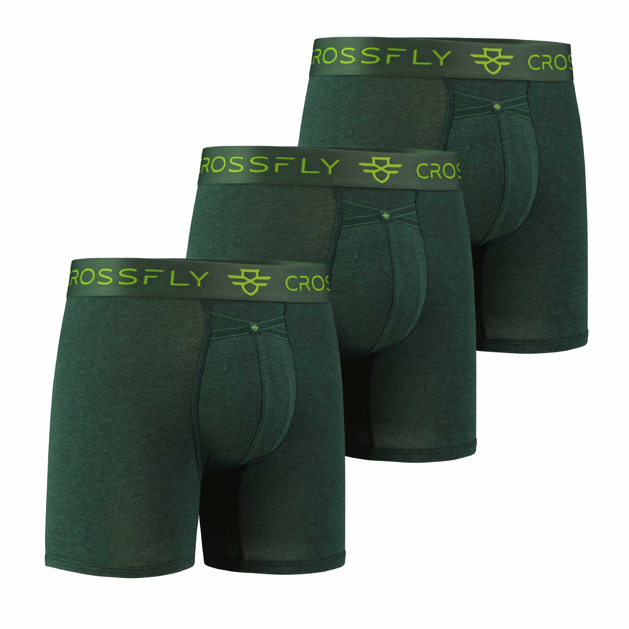3-pack IKON Men's 6" Boxers (Green Marle)