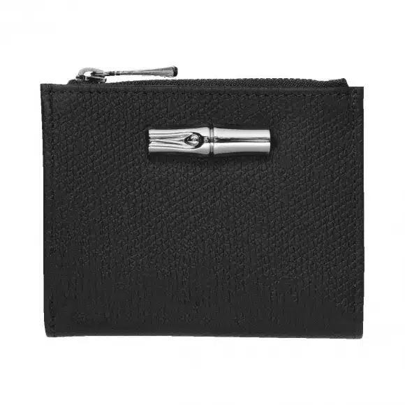 Petit portefeuille compact Roseau Longchamp – noir – Image 3