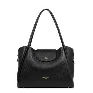 Sac cabas épaule femme Ida Double noir cuir Lancaster