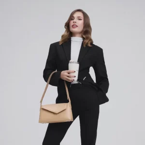 Sac à main en cuir Lancaster Zoé beige foncé