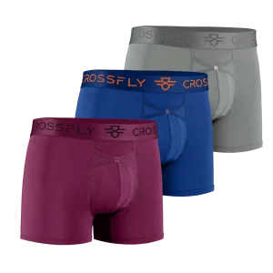 3-pack IKON Men's 3" Trunks (Plum + Italia + Charcoal)