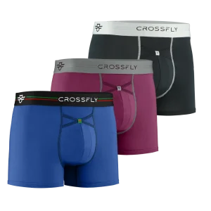 3-pack IKON X Men's 3" Trunks (PlumGrey + Italia + Black)