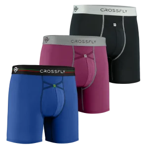 3-pack IKON X Men's 6" Boxers (PlumGrey + Italia + BlkSilver)