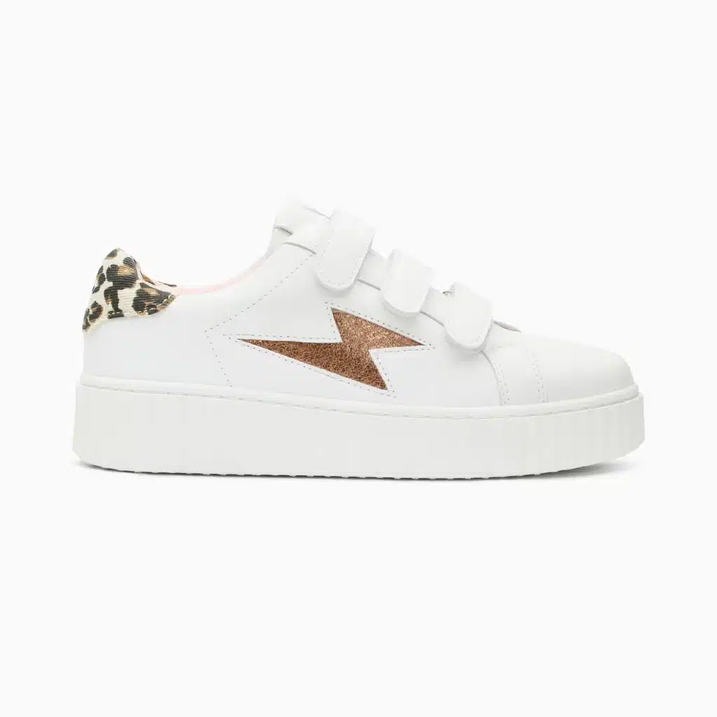 Baskets éclair Sansa blanc et léopard à scratchs Vanessa WU – Image 5
