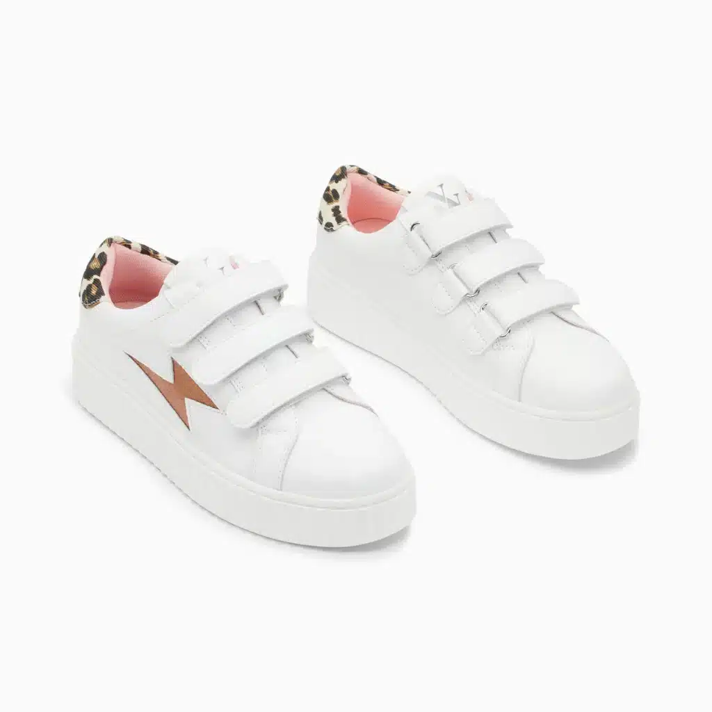 Baskets éclair Sansa blanc et léopard à scratchs Vanessa WU – Image 4