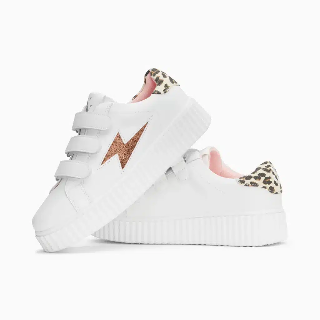 Baskets éclair Sansa blanc et léopard à scratchs Vanessa WU – Image 2