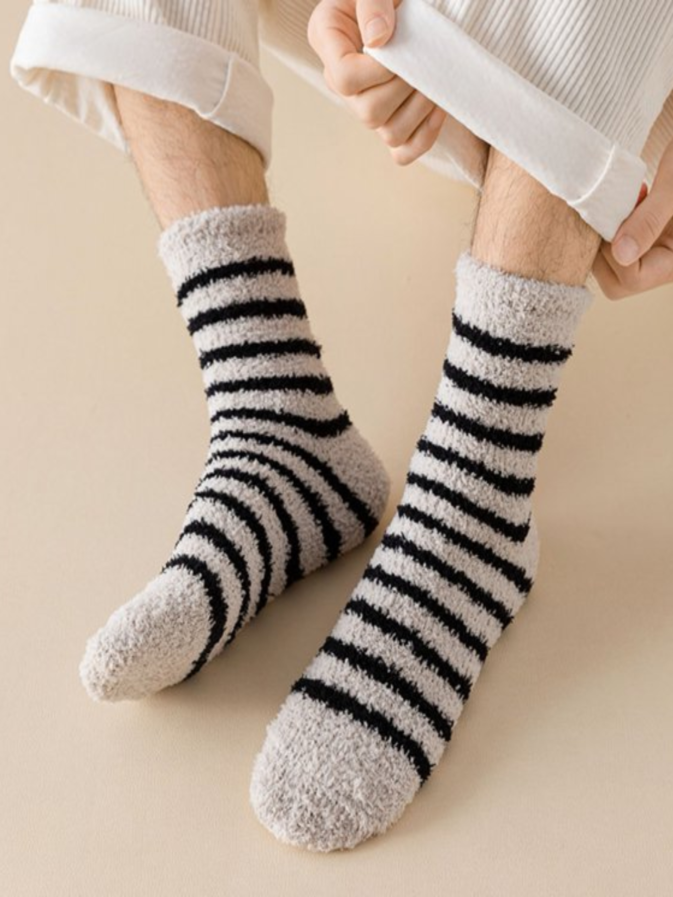 Chaussettes d’intérieur en laine polaire extra chaude pour homme