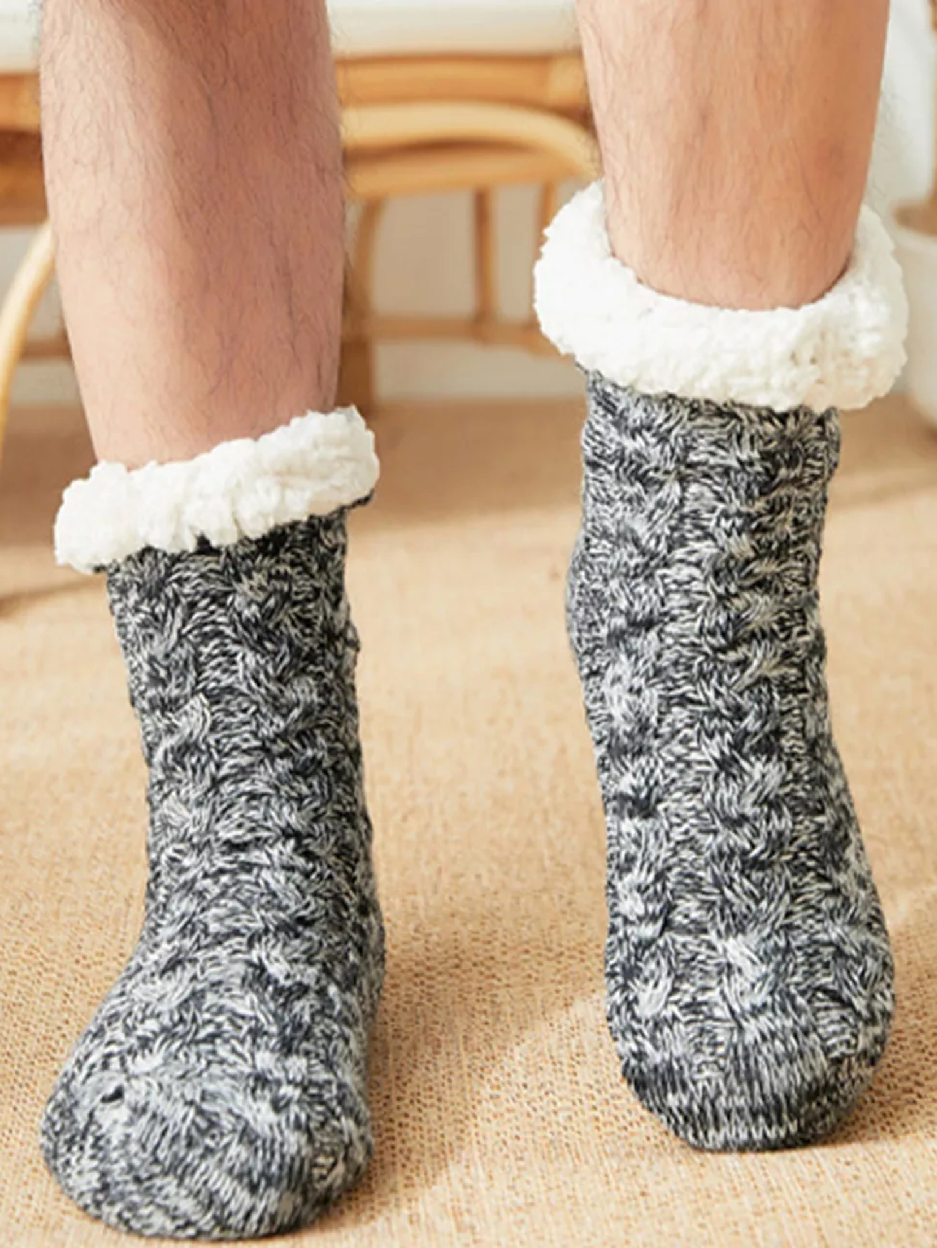Chaussettes d’intérieur en polaire pour homme