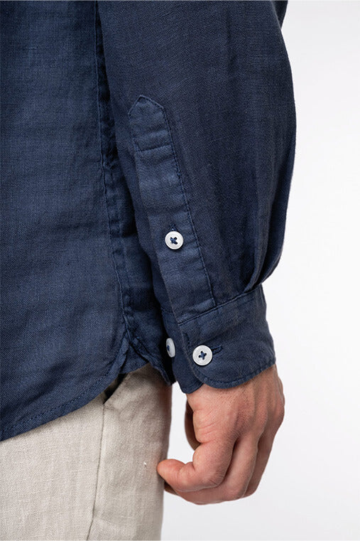 Chemise Écoresponsable à Col Mao Délavée en Lin Homme - Élégance et Confort Naturel – Image 2