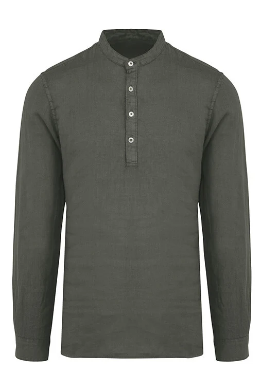 Chemise Écoresponsable à Col Mao Délavée en Lin Homme - Élégance et Confort Naturel – Image 5