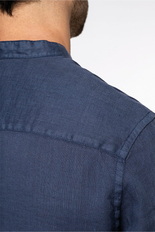 Chemise Écoresponsable à Col Mao Délavée en Lin Homme - Élégance et Confort Naturel – Image 3