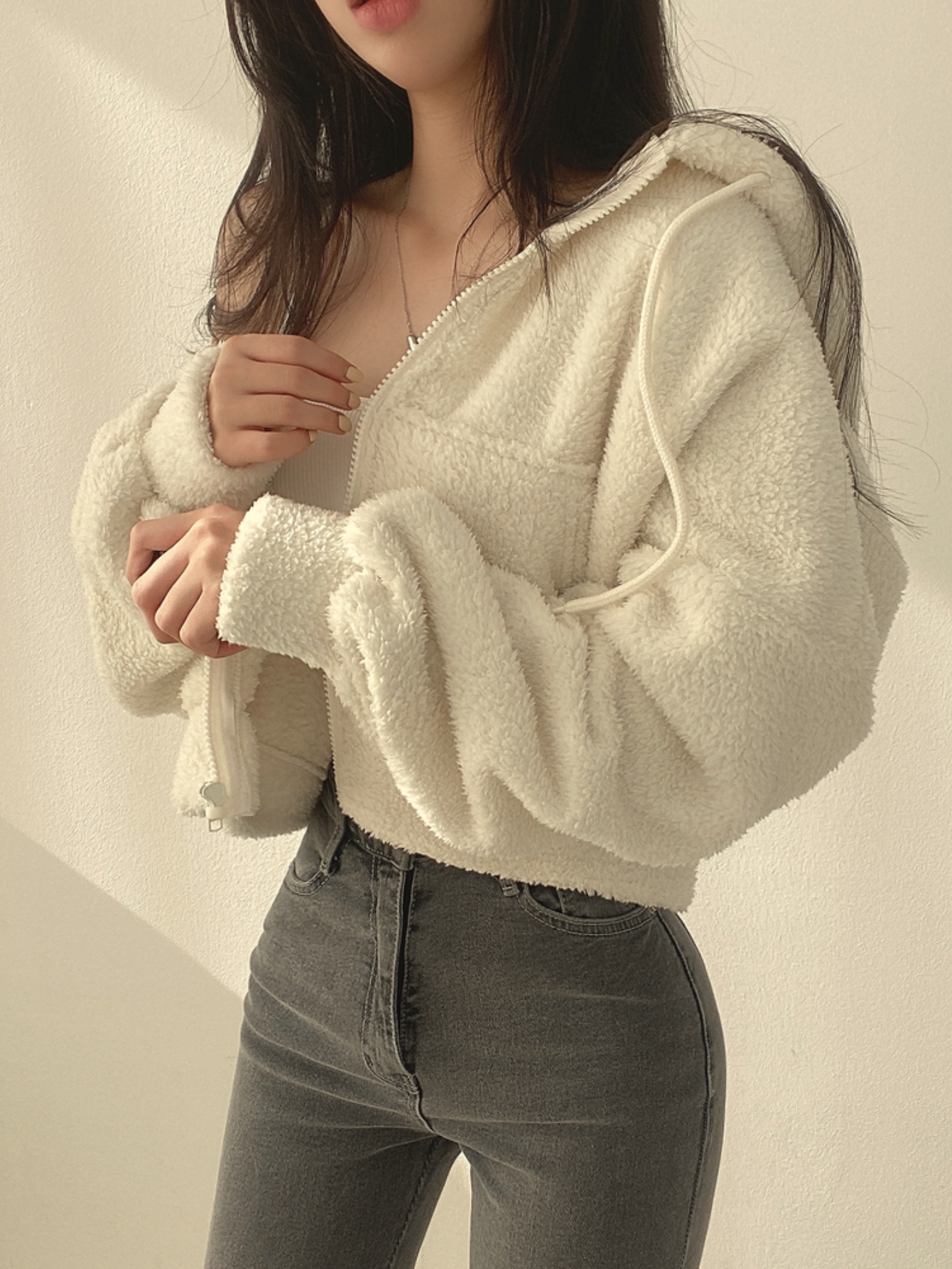 Veste polaire bouclette pour femme