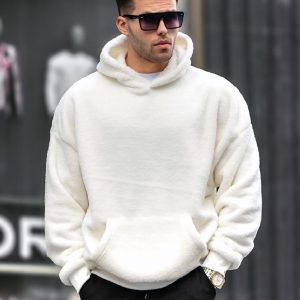 Pull polaire pour homme à capuche