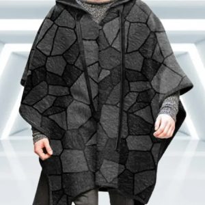 Poncho polaire homme à motif géométrique