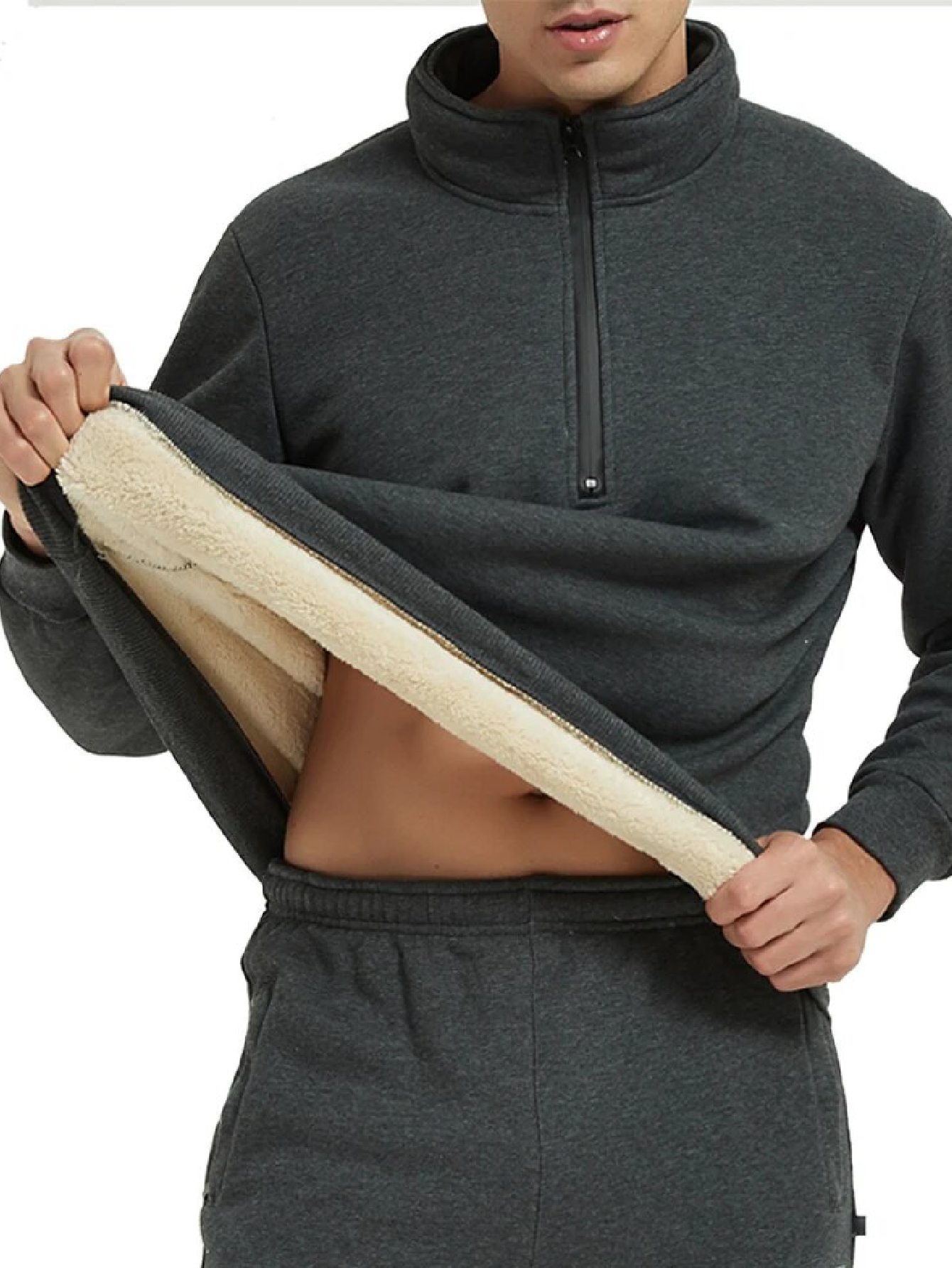 Pull polaire pour homme demi-zip
