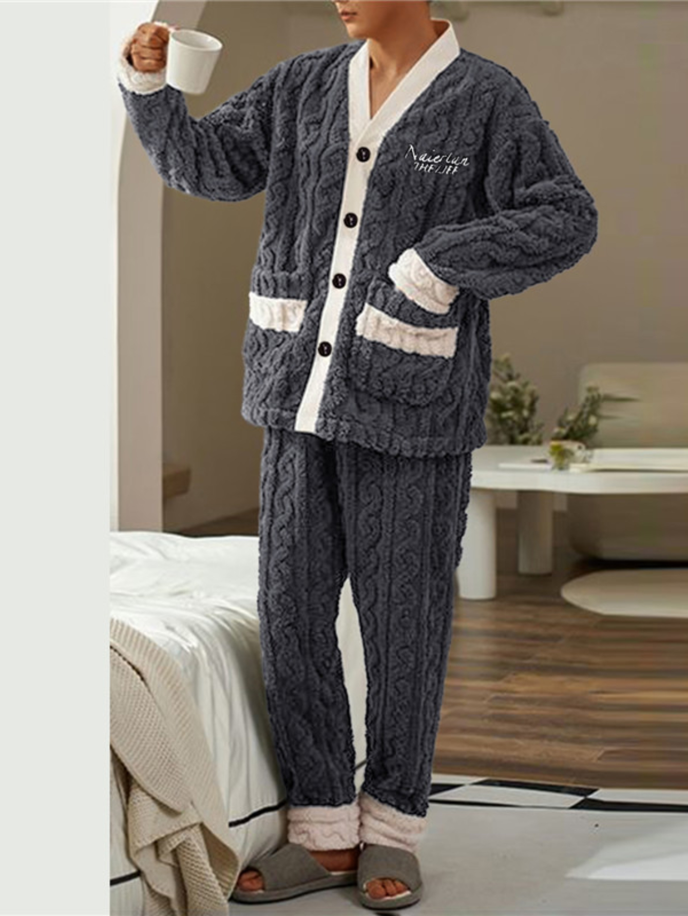 Pyjama polaire d’hiver pour homme – Image 3