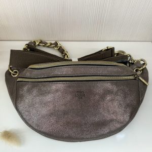 Sac banane Petra Mila Louise cuir paillettes taupe