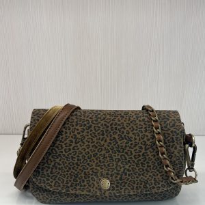 Sac pochette porté travers Odile PA ocre léopard cuir Mila Louise