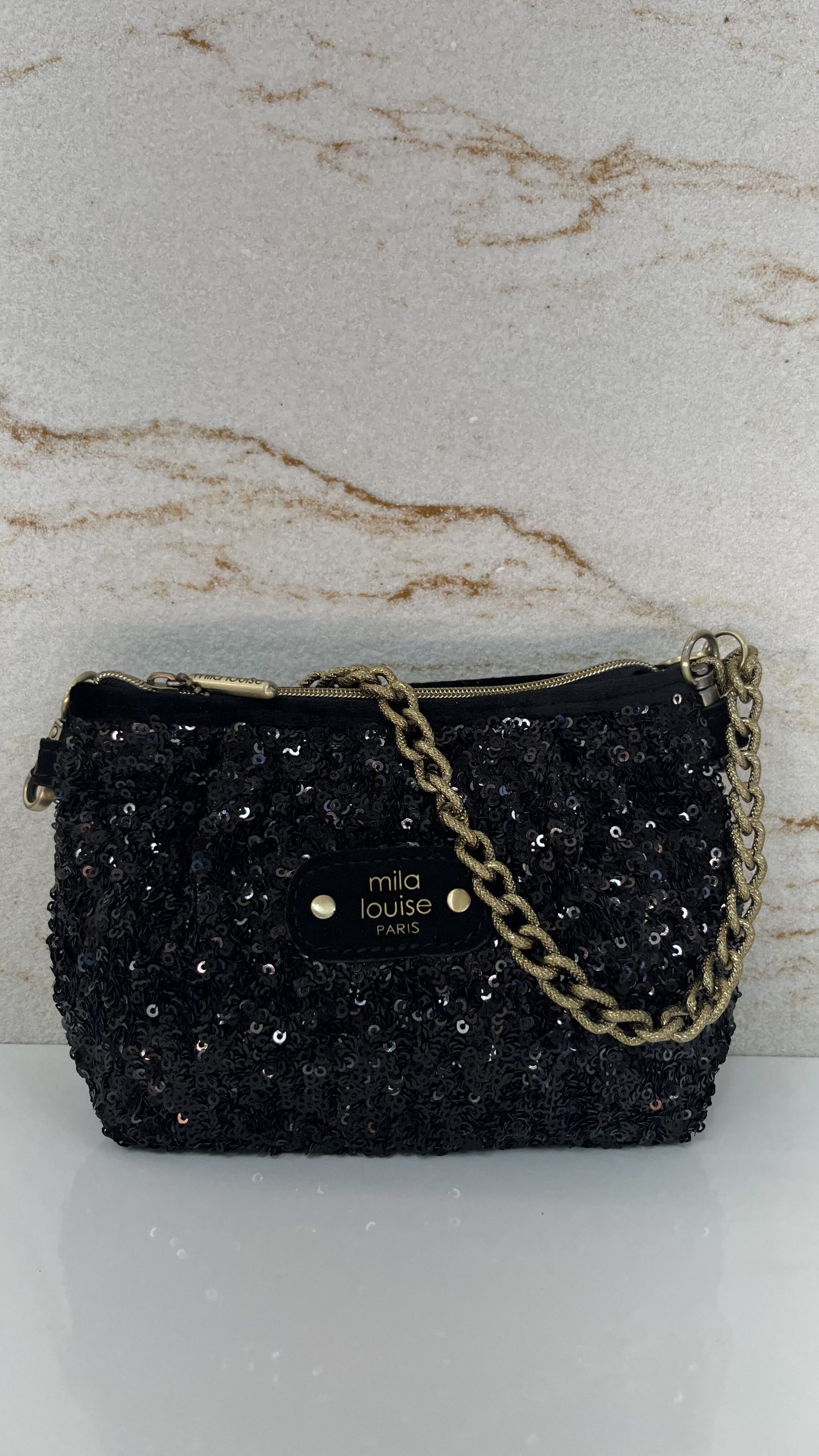 Sac pochette Maty sequin Mila Louise noir