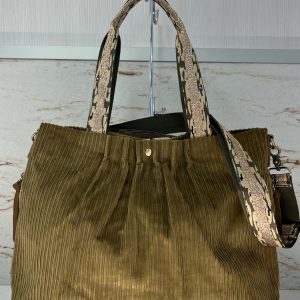 Sac cabas Maena en velours côtelé Mila Louise ocre