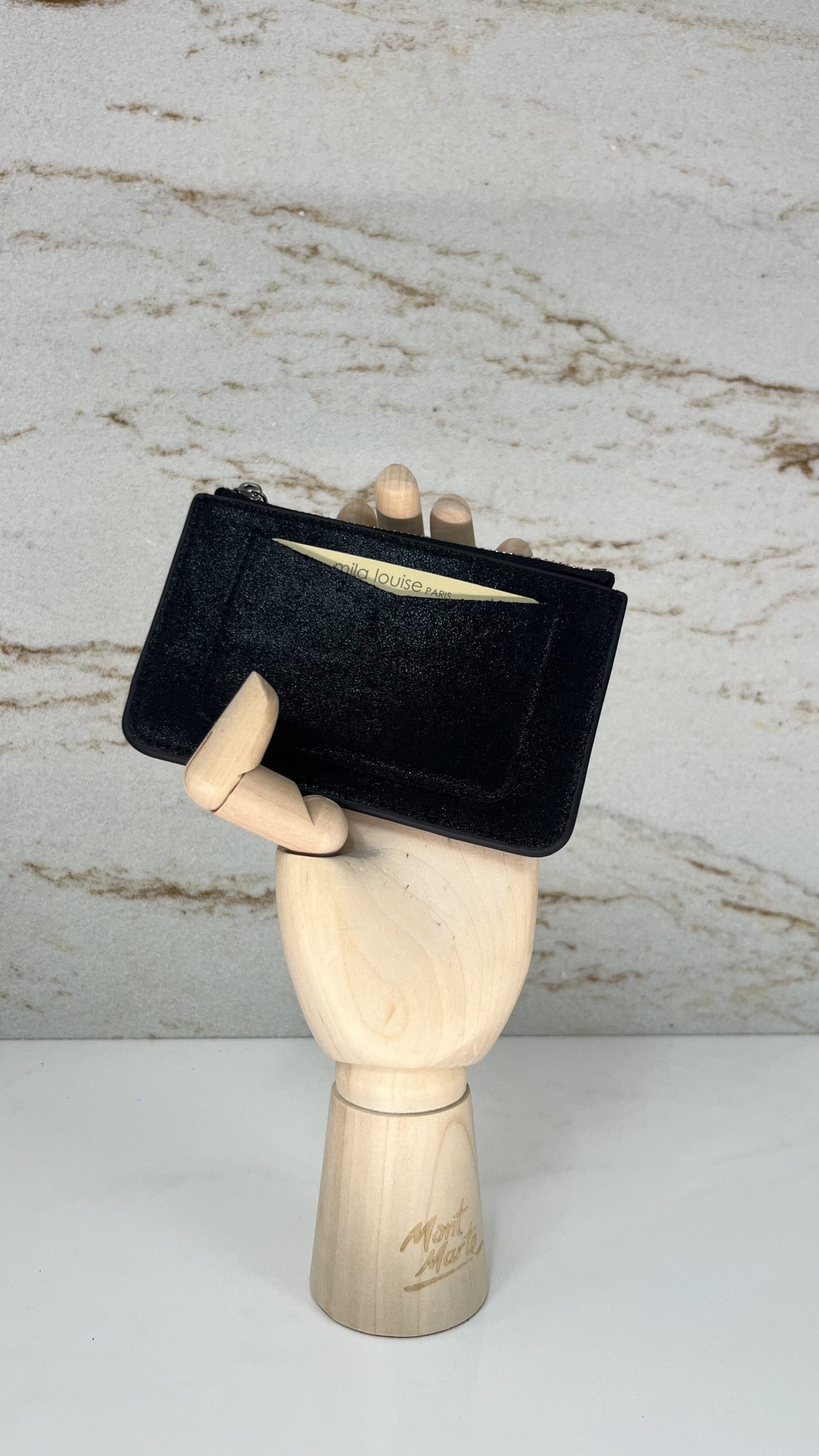 Porte-carte/Porte-monnaie Mimi X cuir Mila Louise noir