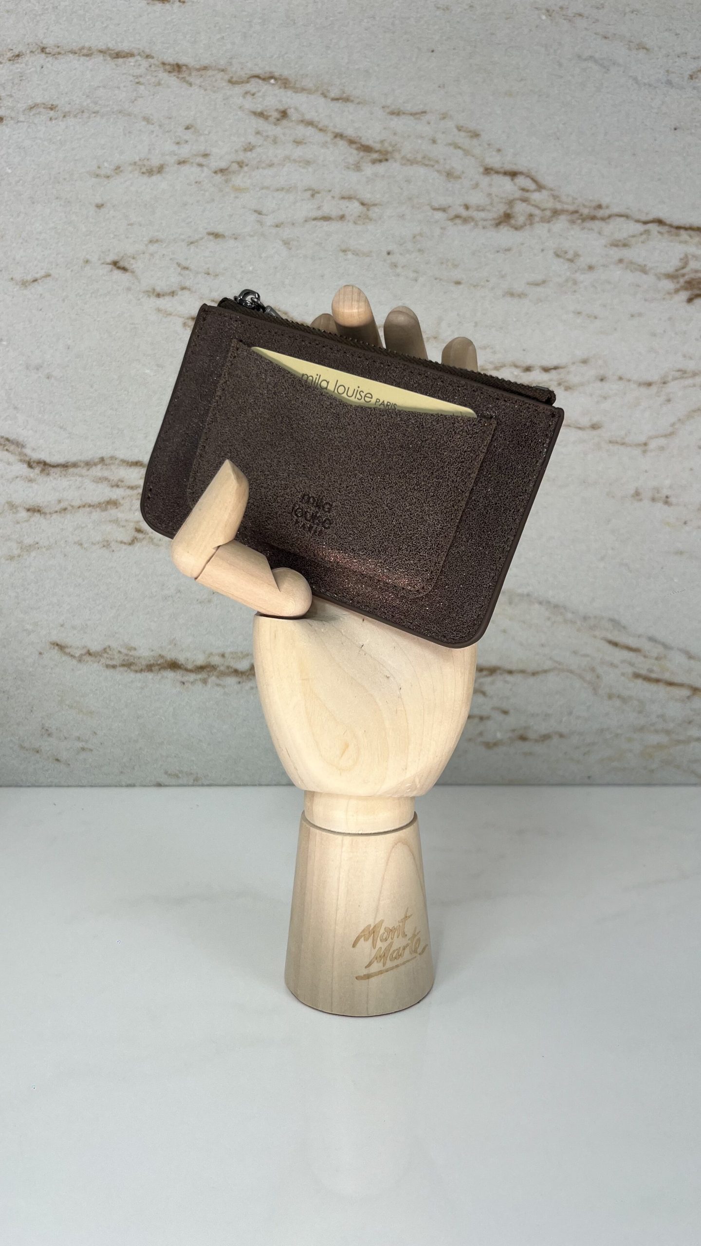 Porte-carte/Porte-monnaie Mimi X cuir Mila Louise fumé kaki – Image 2