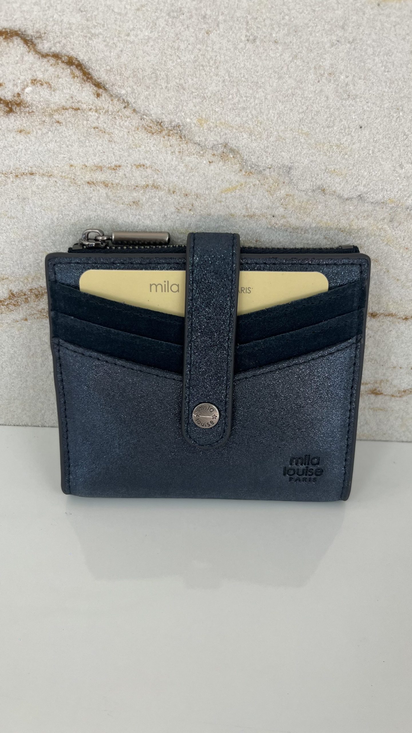 Porte-carte / porte-monnaie Sido XV cuir effet paillettes Mila Louise vertigo