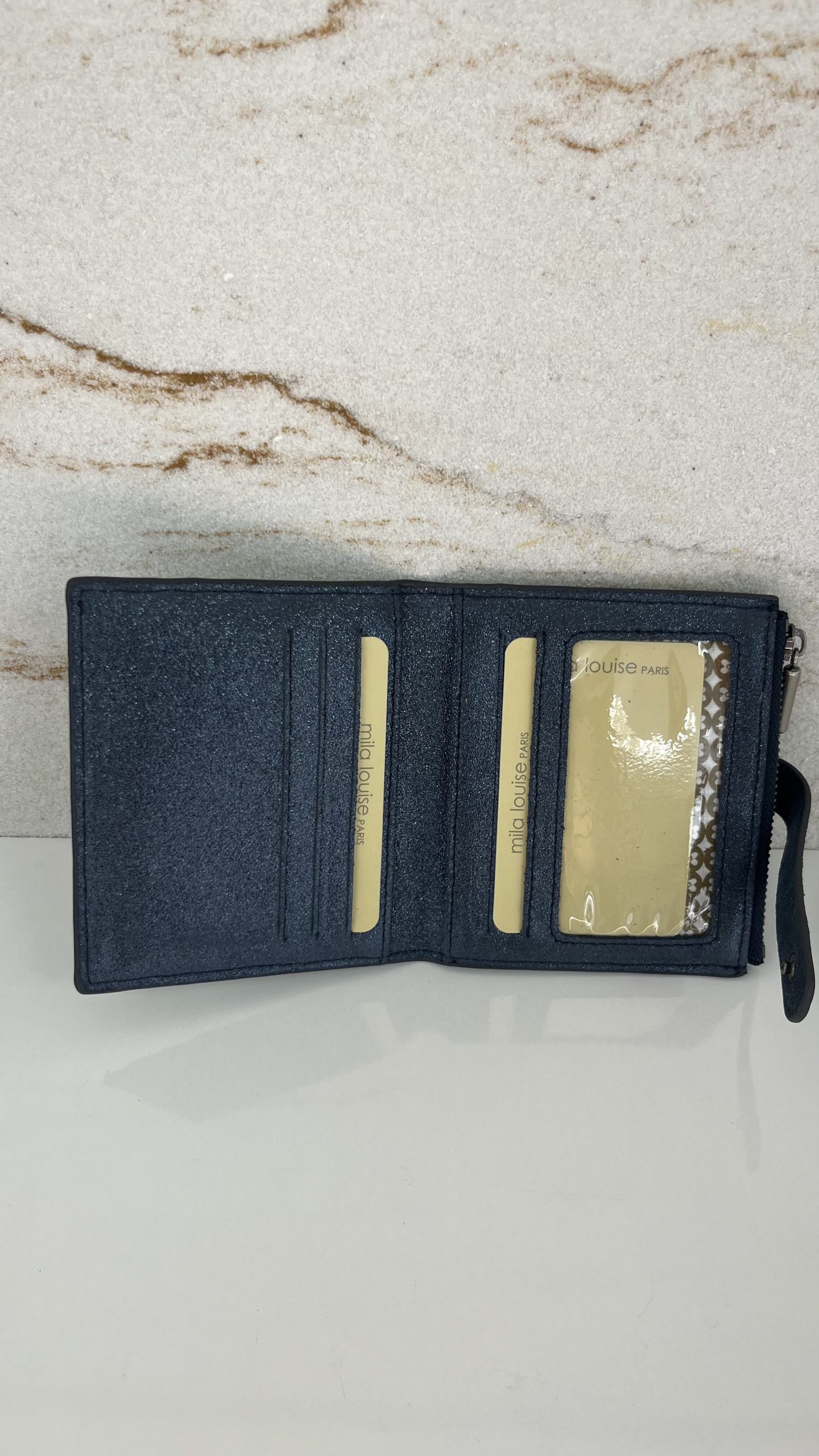 Porte-carte / porte-monnaie Sido XV cuir effet paillettes Mila Louise vertigo – Image 3