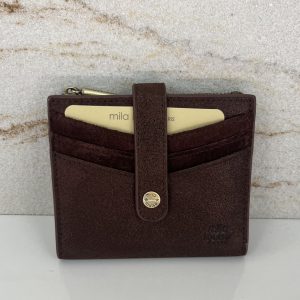 Porte-carte / porte-monnaie Sido XV cuir effet paillettes Mila Louise auburn