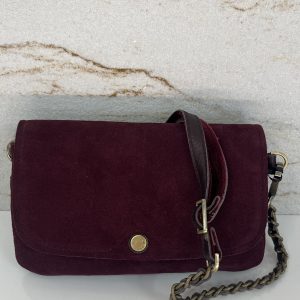 Sac pochette porté travers Odile V pourpre cuir Mila Louise