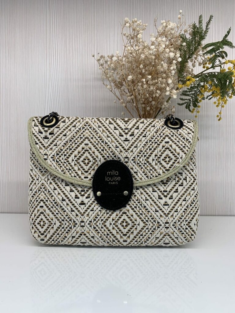Sac besace Sibyl à tissage losange lurex noir – Image 2