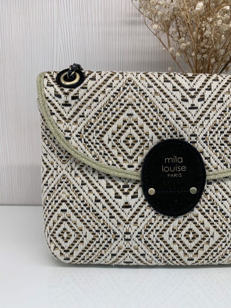 Sac besace Sibyl à tissage losange lurex noir – Image 3