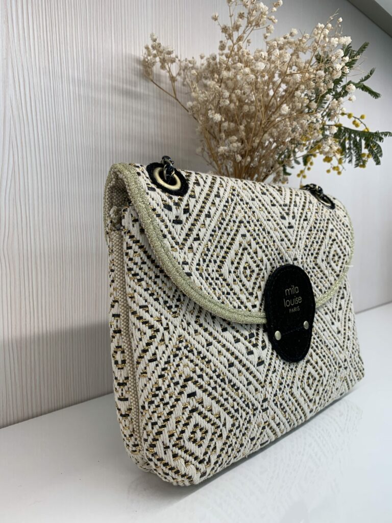 Sac besace Sibyl à tissage losange lurex noir – Image 4