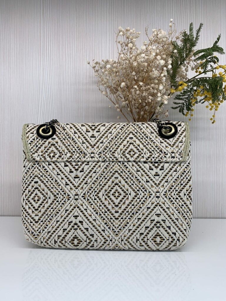Sac besace Sibyl à tissage losange lurex noir – Image 5