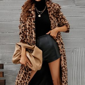 Veste polaire pour femme à motif léopard