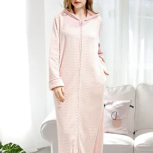Peignoir polaire pour femme zippé
