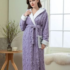Peignoir pour femme polaire à capuche