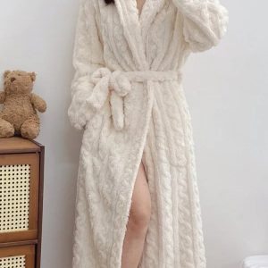 Peignoir pour femme polaire blanc