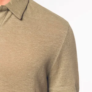 Polo en Lin Col V Sans Bouton Homme - Élégance Décontractée et Confort Naturel
