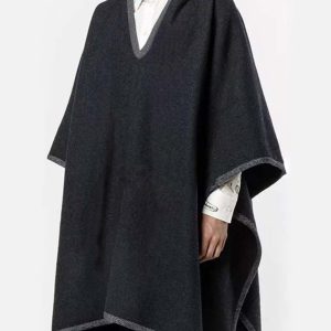 Poncho polaire pour homme à capuche