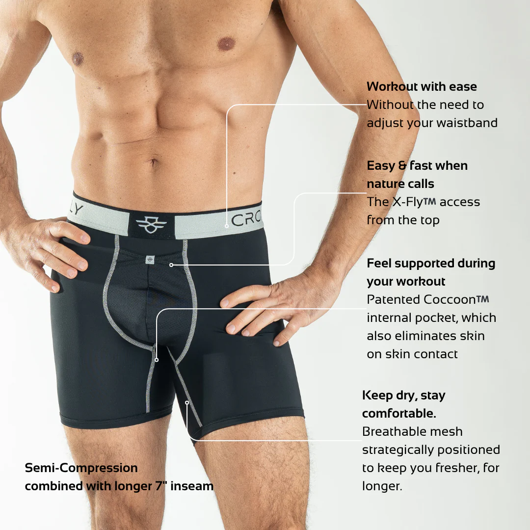 3-pack PRO Men's 7" Boxers (Black/Silver) – Image 2