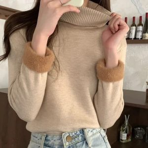 Pull col roulé polaire pour femme