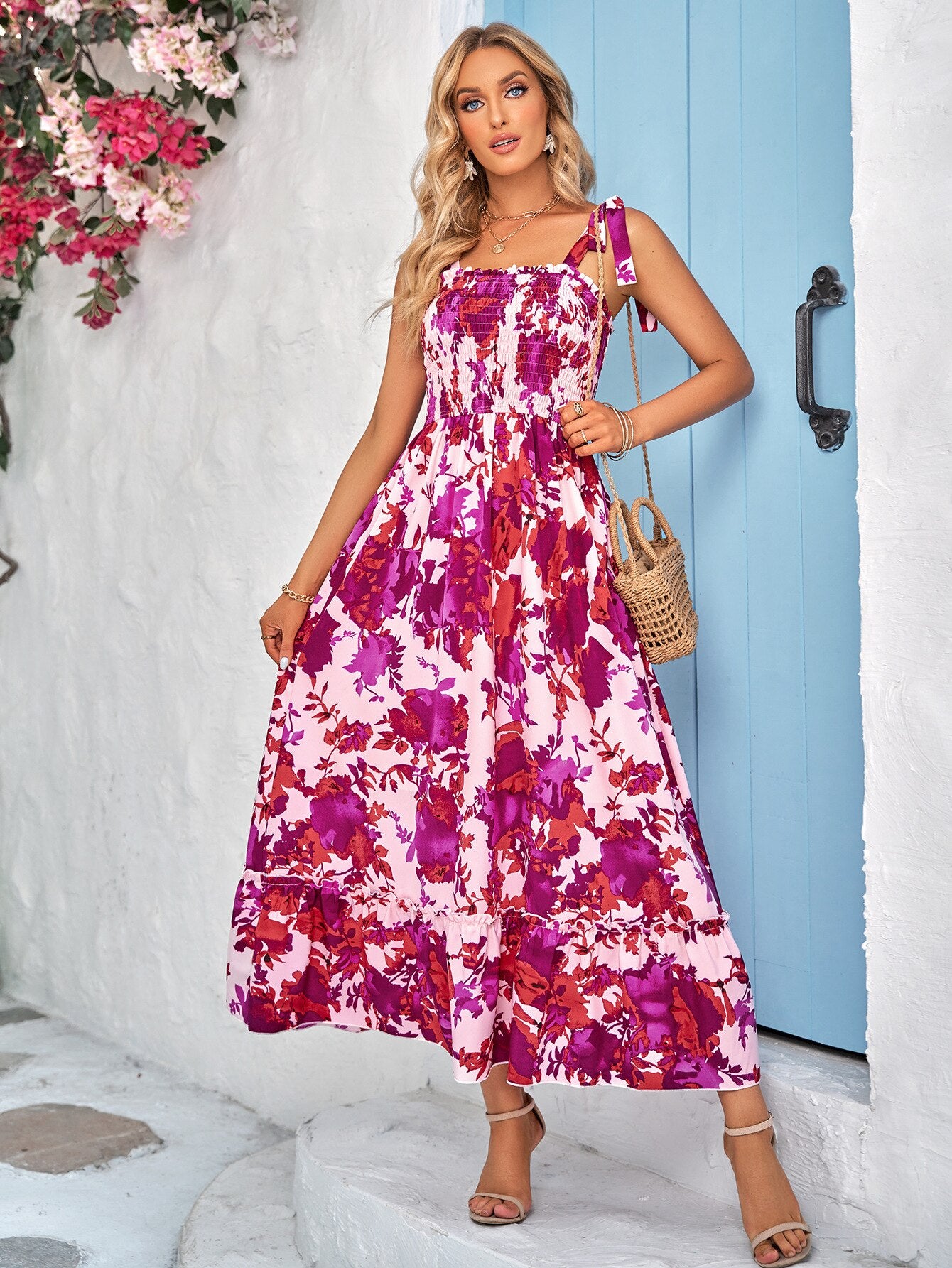 Robe Longue d’Eté à Fleurs pour Femme Boho – Image 6
