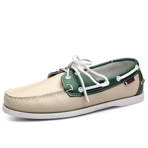Chaussure Bateau Beige Et Verte