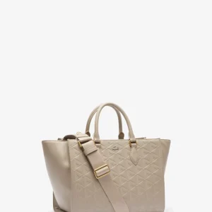 Sac à main cuir embossé large Maheki Lacoste taupe