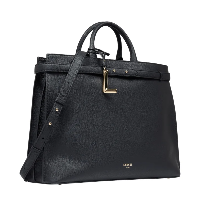 Grand sac cabas cuir Faubourg noir Lancel