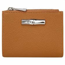 Petit portefeuille compact Roseau Longchamp – naturel