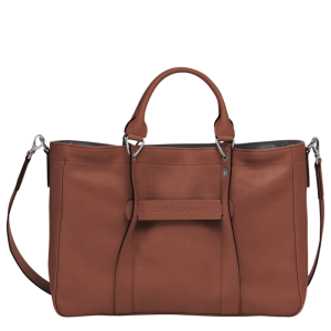 Sac porté main L Longchamp 3D cuir – cognac