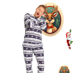 Pyjama De Noël Renne Bleu Marine – Homme.
